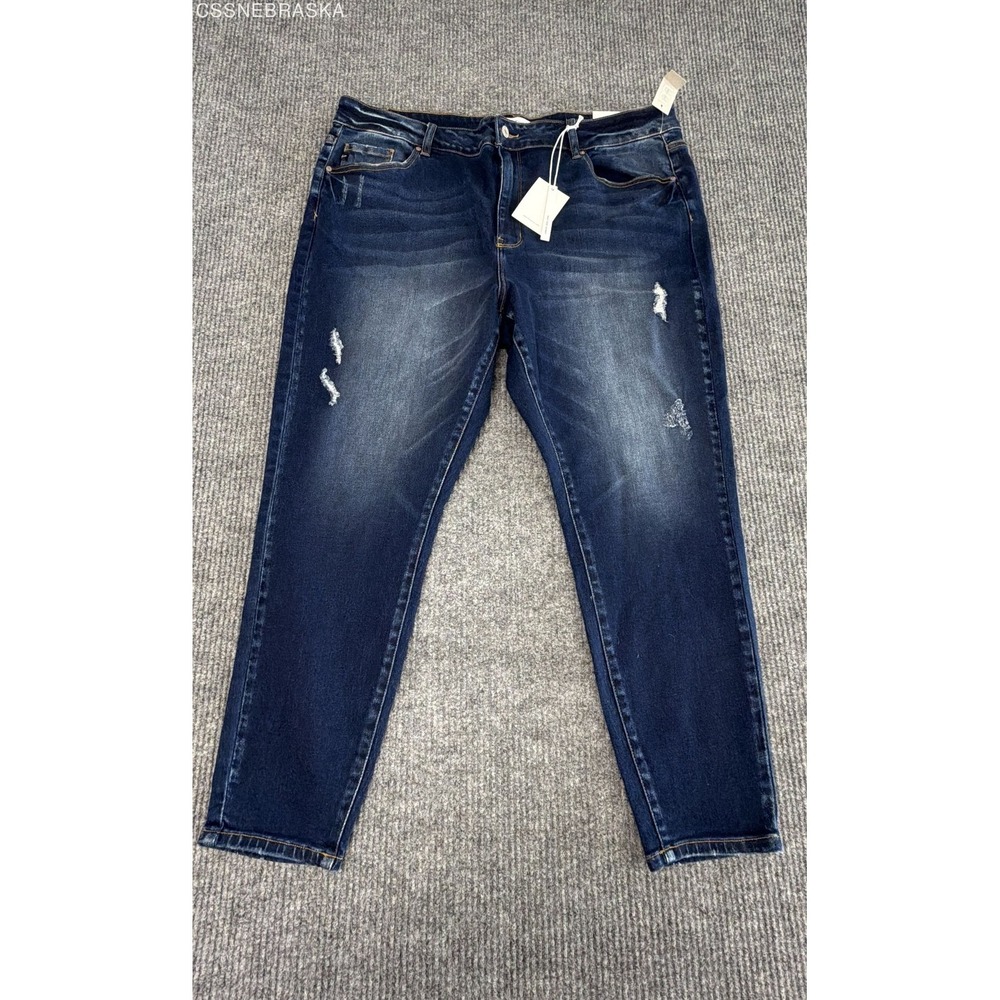 KanCan Women's High Rise Skinny Jeans Dark Wash Distressed Ripped Sz 24 NWT